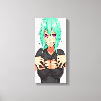 Super sexy groen haired hentai meisje canvas afdruk