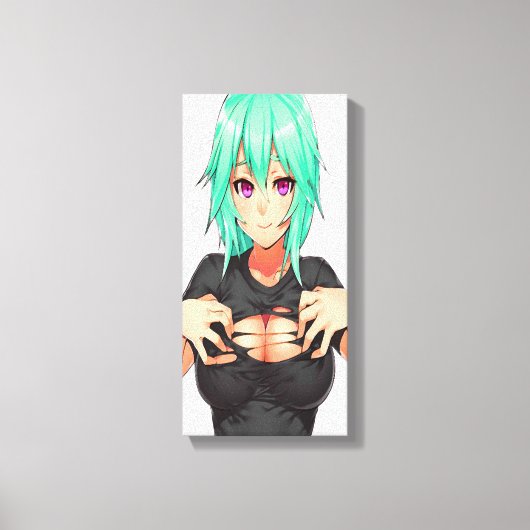 Super sexy groen haired hentai meisje canvas afdruk (Voorkant)
