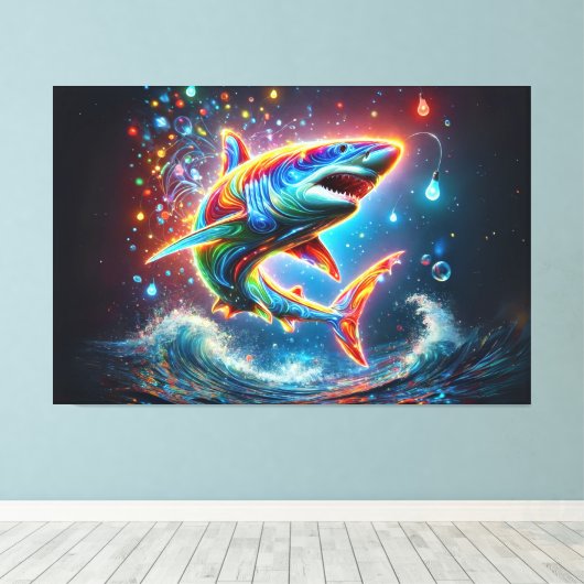 Super Shark Canvas Afdruk (Insitu (Houten vloer))