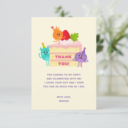 Super Simmerige Bumble Numbs Verjaardagstaart Bedankkaart (Staand voorkant)