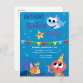 Super Simpel | Finny de Haai Oceaan Verjaardag Briefkaart (Voorkant / Achterkant)