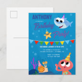 Super Simpel | Finny de Haai Oceaangeburtagfeest Briefkaart (Voorkant / Achterkant)