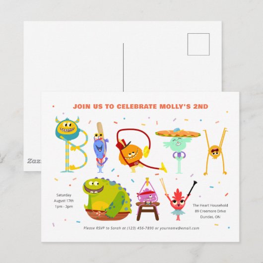 Super Simpel | Verjaardagsliedje Rhymington Briefkaart (Voorkant / Achterkant)