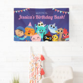 Super Simpele Karakters Feestelijke Verjaardagsban Spandoek (Insitu)