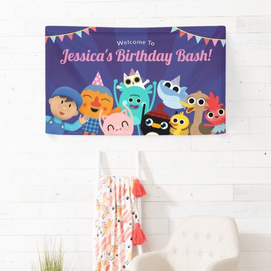 Super Simple Karakters Feestelijke Verjaardagsbann Spandoek (Insitu)