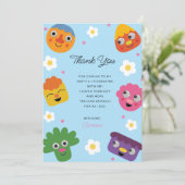 Super Simple | Noodle & Pals Blauw Bloemen Verjaar Bedankkaart (Staand voorkant)