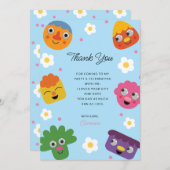 Super Simple | Noodle & Pals Blauw Bloemen Verjaar Bedankkaart (Voorkant / Achterkant)