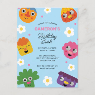 Super Simple   Noodle & Pals Blauwe Bloemen Verjaa Briefkaart