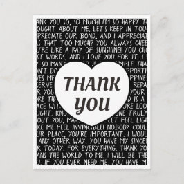 Super Sincere Black en White Hartelijk dank Briefkaart