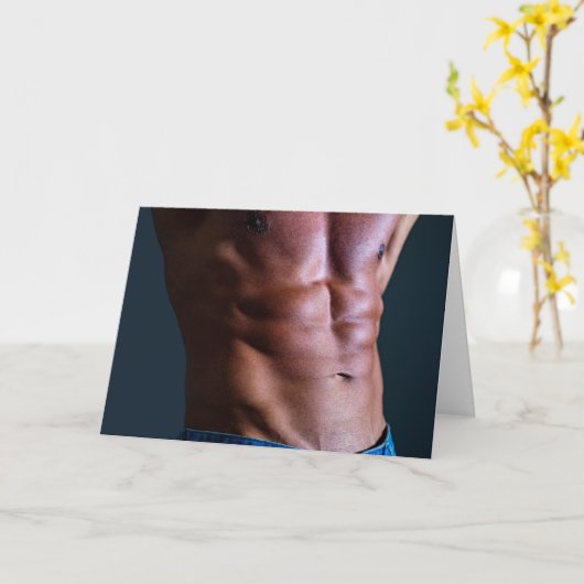 Super Six Pack Hot Guy Wenskaart Kaart (Gele Bloem)