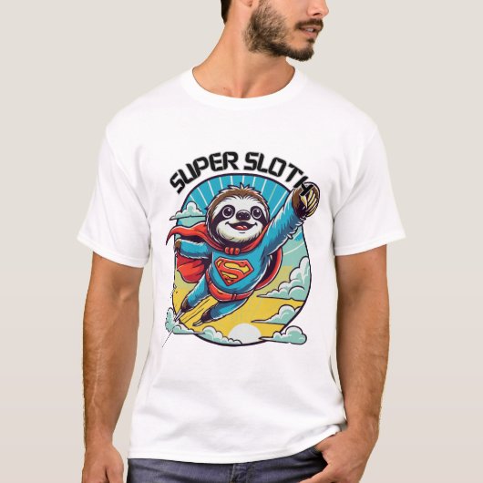 Super Sloth – Grappig en Schattig Luiaard Ontwerp T-shirt (Voorkant)