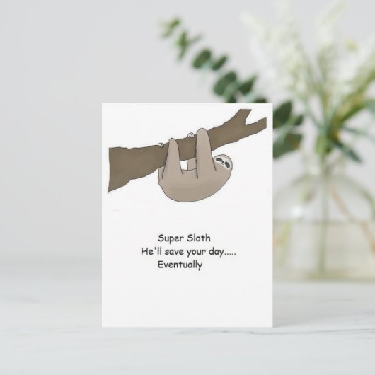 Super Sloth Hero Briefkaart (Staand voorkant)