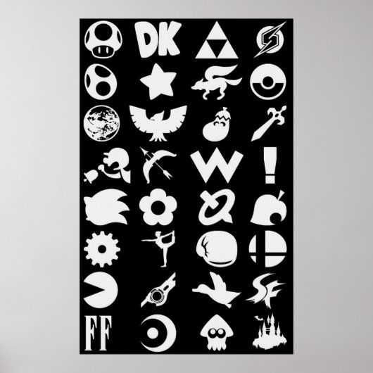 Super Smash Bros Ultimate-reeks Logo White Ico Poster (Voorkant)