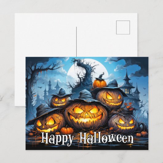 Super snode pompoenen | Happy Halloween Briefkaart (Voorkant / Achterkant)
