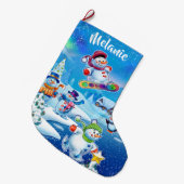 Super Snowman party aangepaste kerstkous Grote Kerstsok (Voorkant (Hangend))