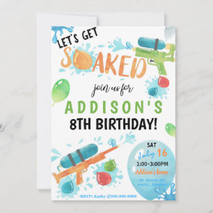 Super Soaker Birthday Invitation Kaart