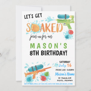 Super Soaker Different Birthday Invitation Kaart
