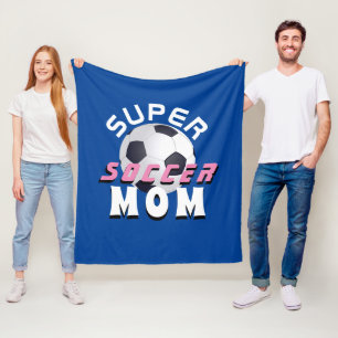 Super Soccer Mam Football Typografie Moeder Fleece Deken