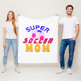 Super Soccer Mam Football Typografie Moeder Fleece Deken