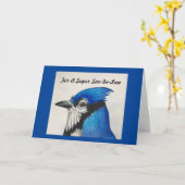 Super Son-In-Law Vaders Dag Blue Jay Natuur Bird Kaart (Gele Bloem)
