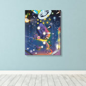 Super Space Pinball-machine Canvas Afdruk (Insitu (Houten vloer))