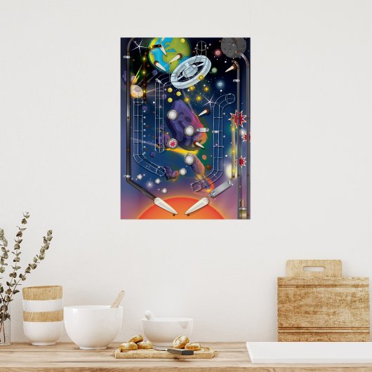 Super Space Pinball-machine Poster (Keuken)