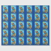 Super Special Kind's grootste superheld blauw Cadeaupapier (Vlak)