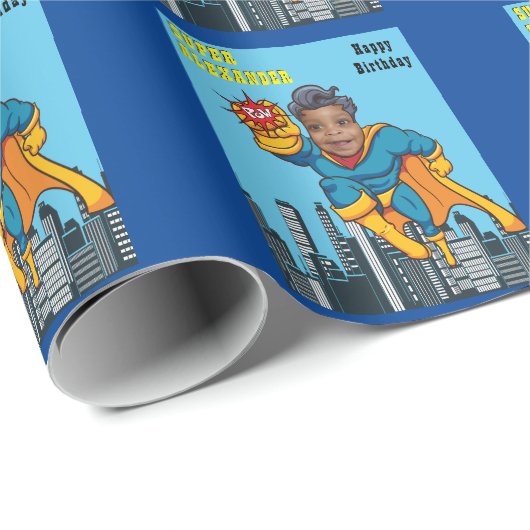 Super Special Kind's grootste superheld blauw Cadeaupapier (Rol Hoek)