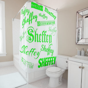 Super special Sheffey Neon Green fonts douchekur Douchegordijn