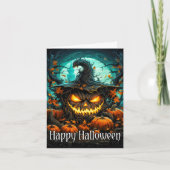 Super Spooky Glowing Halloween Pumpkin Kaart (Voorkant)