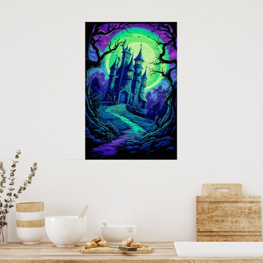 Super Spooky Halloween Haunted House Poster (Keuken)