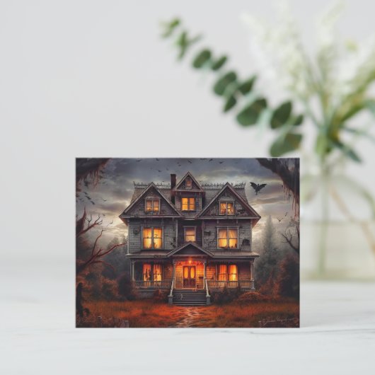 Super Spooky Haunted House Briefkaart (Staand voorkant)