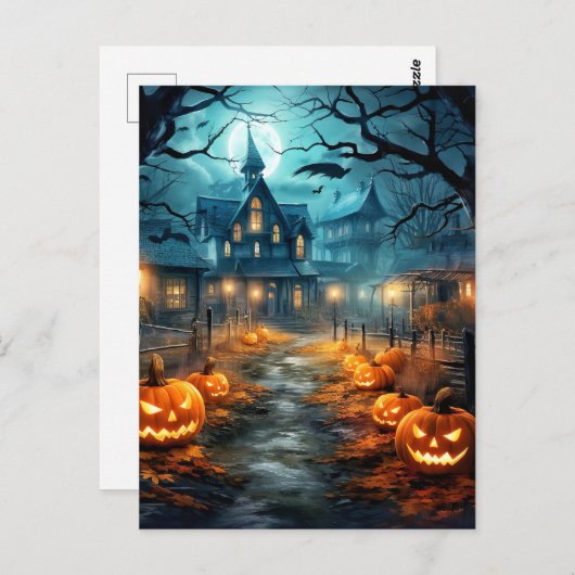 Super Spooky Haunted House Halloween Briefkaart (Voorkant / Achterkant)