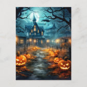 Super Spooky Haunted House Halloween Briefkaart (Voorkant)