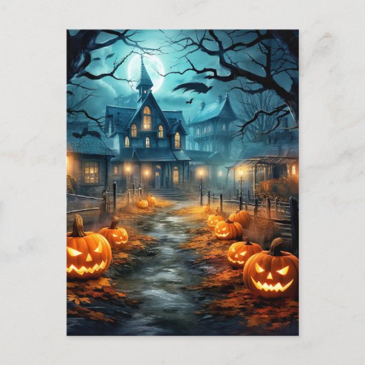 Super Spooky Haunted House Halloween Briefkaart (Voorkant)