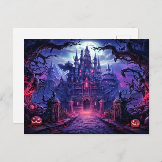 Super Spooky Haunted Manor | Happy Halloween Briefkaart (Voorkant / Achterkant)