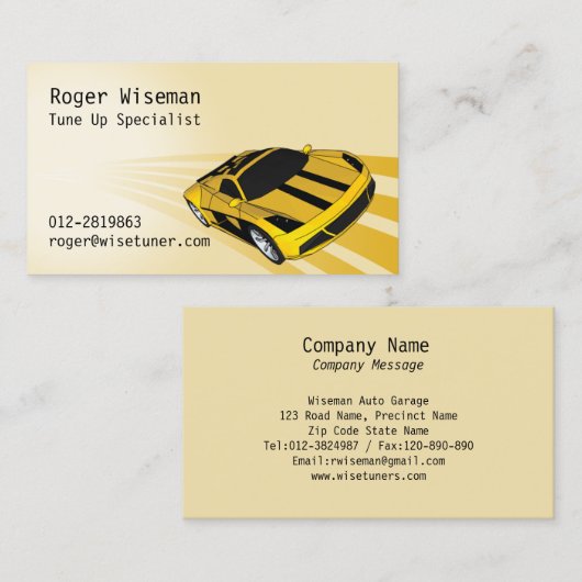 Super Sportief geel Visitekaartje (Voorkant / Achterkant)