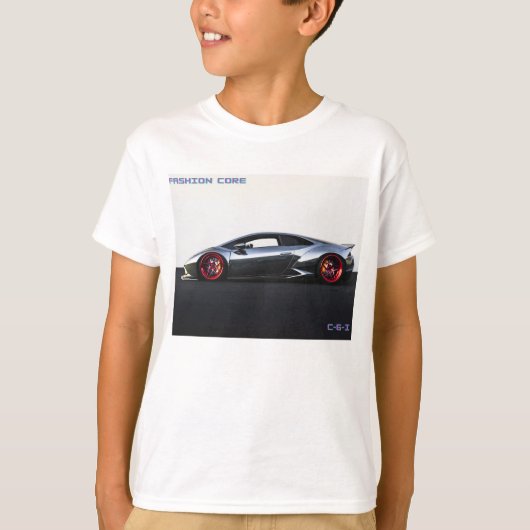 Super sportwagen op wit jongens T-shirt (Voorkant)