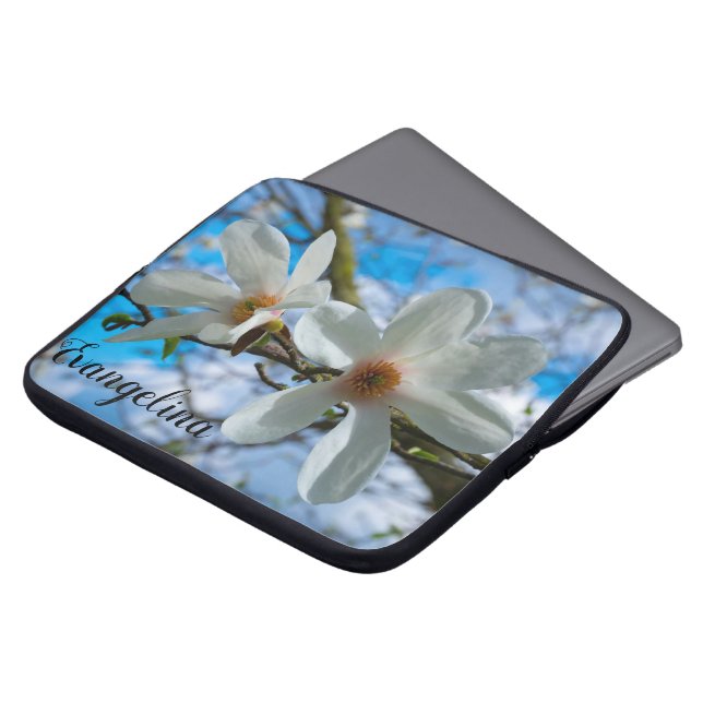 Super Spring Magnolia Blossom - Aangepaste naam Laptop Sleeve (Voorkant top)