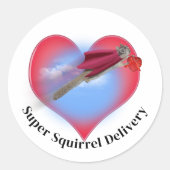 Super Squirrel Delivery Valentine's Day Ronde Sticker (Voorkant)
