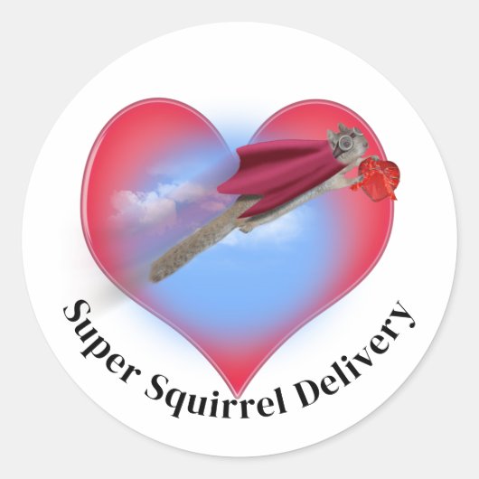 Super Squirrel Delivery Valentine's Day Ronde Sticker (Voorkant)