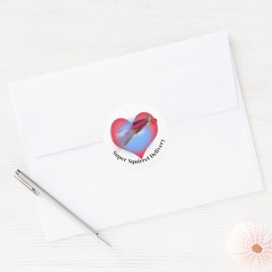 Super Squirrel Delivery Valentine's Day Ronde Sticker (Envelop)