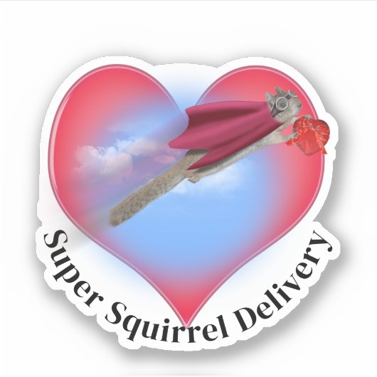 Super Squirrel Delivery Valentine's Day Sticker (Voorkant)