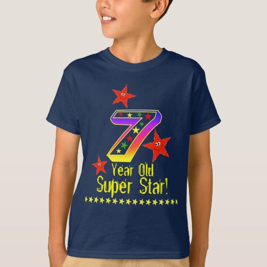 Super Star 7th Birthday Shirt voor jongens (Voorkant)