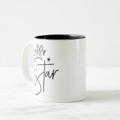 SUPER STAR beloning moderne chique hand geletterd  Tweekleurige Koffiemok (Voorkant links)