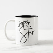 SUPER STAR beloning moderne chique hand geletterd  Tweekleurige Koffiemok (Links)