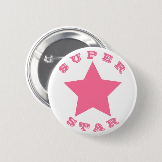 SUPER STAR | Big Hot Pink Star-Button Ronde Button 5,7 Cm (Voorkant /achterkant)