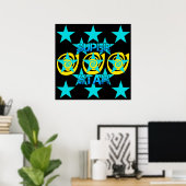 Super Star Blauwgroen geel zwendel Patroon Poster (Thuiskantoor)