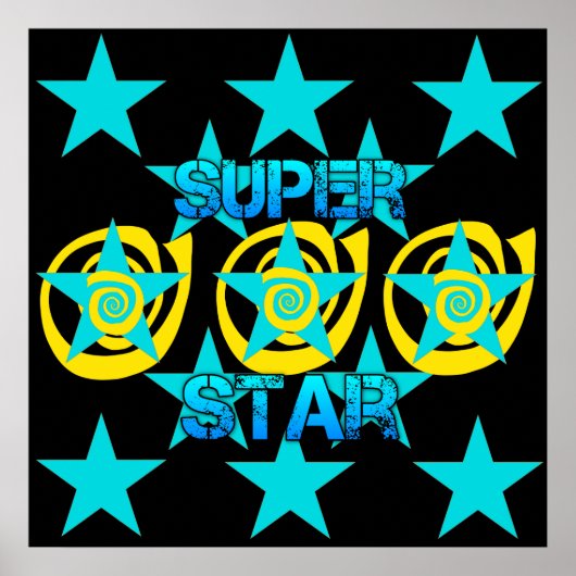 Super Star Blauwgroen geel zwendel Patroon Poster (Voorkant)