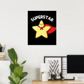 Super Star Funny Astronomy Pun Dark BG Poster (Thuiskantoor)